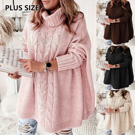 Pull en tricot ample et décontracté à manches chauve-souris pour femme, grande taille