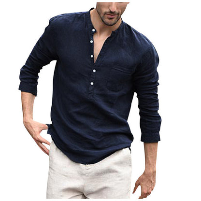 Chemise blanche vintage en lin pour homme