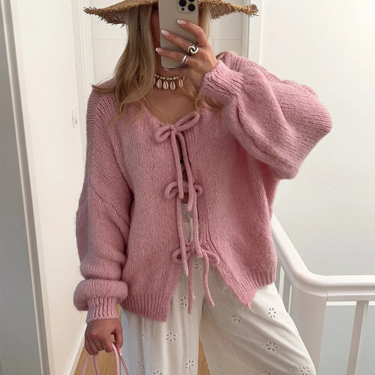 Pull à nouer décontracté, ample