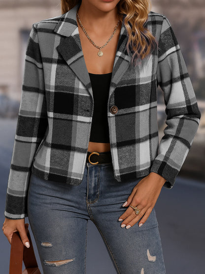 Veste courte décontractée à carreaux