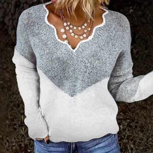 Pull grande taille à col en V assorti