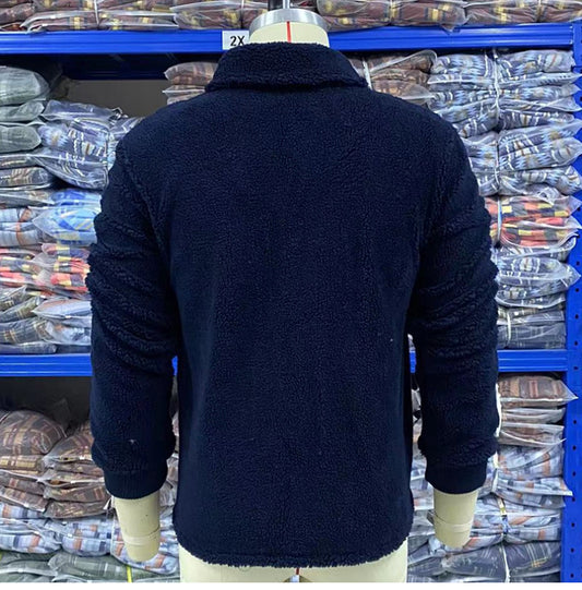 Veste en laine d'agneau à double poche, couleur unie, pour homme