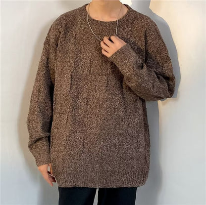 Pull d'hiver épais à motif losanges, ample et décontracté