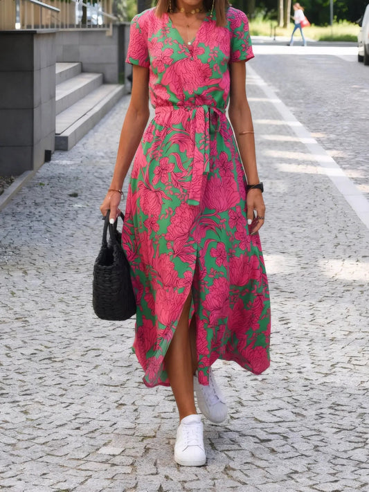 Robe à manches courtes et surplis imprimés