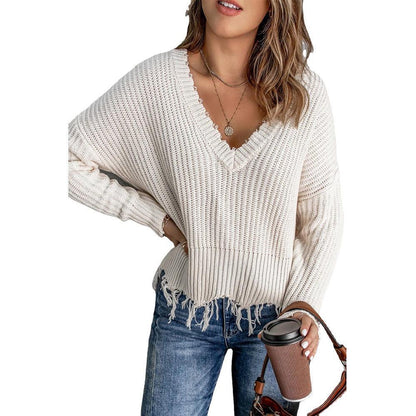 Pull tricoté à pompons en coton