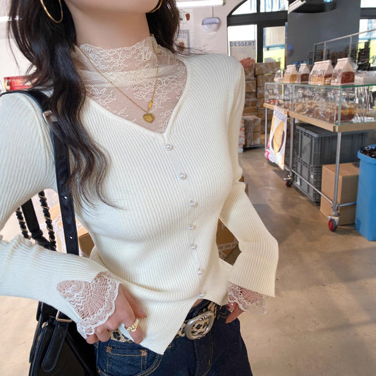 Pull tricoté dentelle