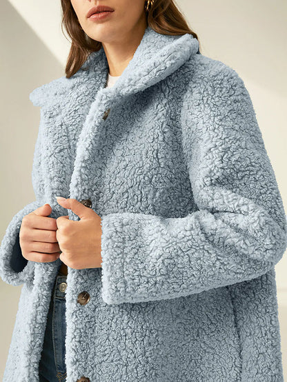 Manteau d'hiver en laine à simple boutonnage