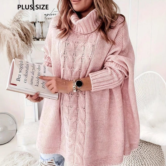 Pull en tricot ample et décontracté à manches chauve-souris pour femme, grande taille