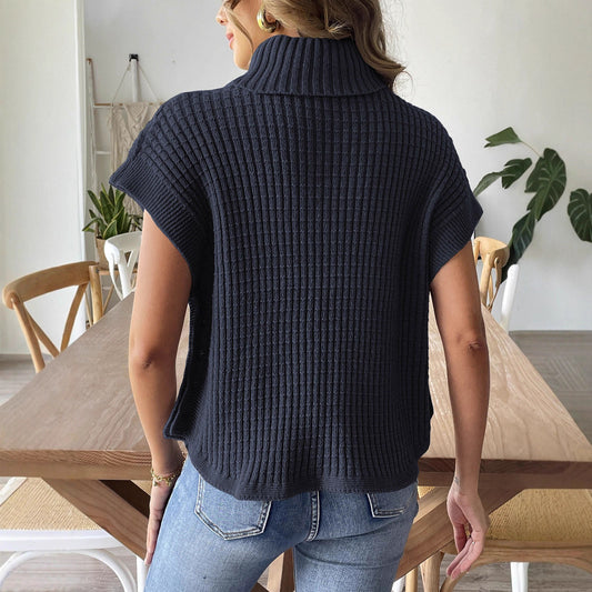 Gilet à col roulé européen et américain avec décoration de fixation