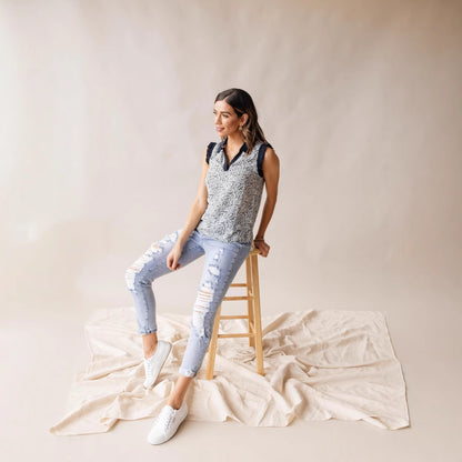Jeans taille haute style décontracté