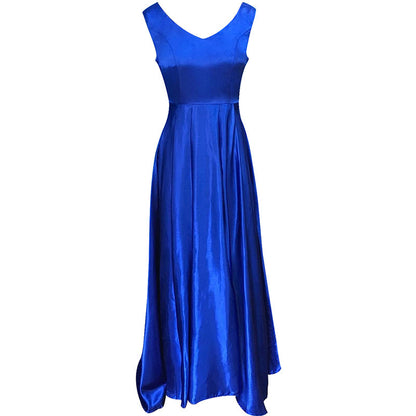 Robe de soirée à col en V profond, sans manches, dos nu, nœud
