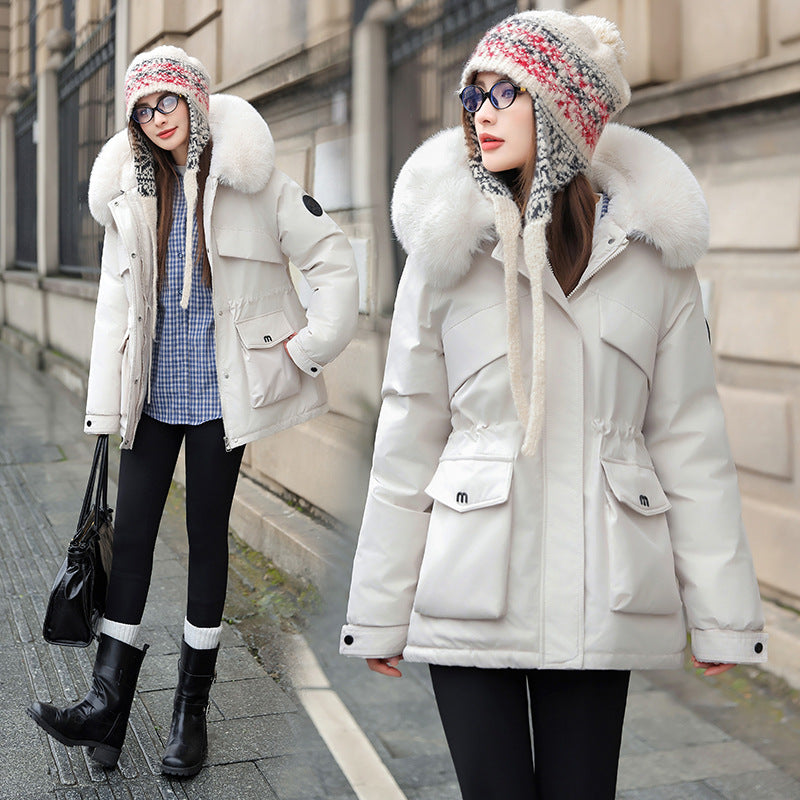 Parka en coton doublée polaire épaisse pour femme