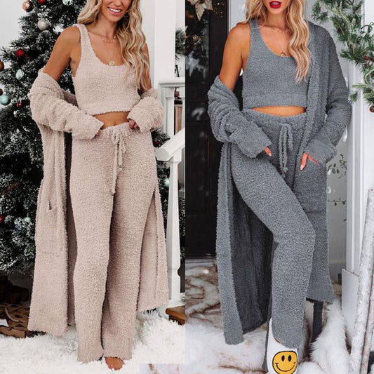 Ensemble trois pièces élégant et décontracté avec cardigan ample