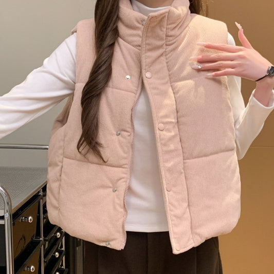 Gilet court ample en coton rembourré épais