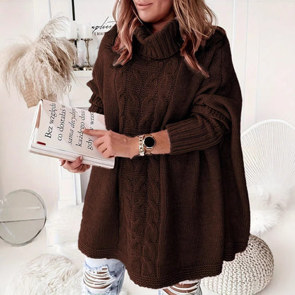 Pull en tricot ample et décontracté à manches chauve-souris pour femme, grande taille