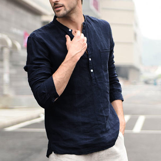 Chemise blanche vintage en lin pour homme