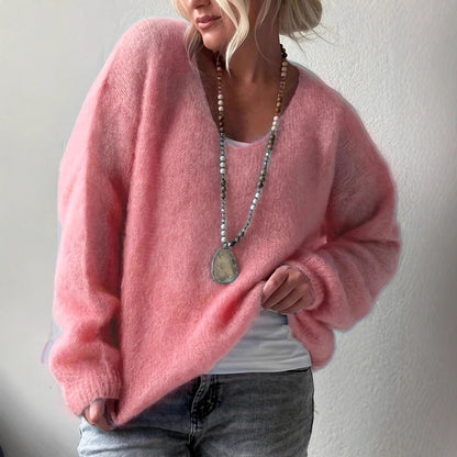 Pull ample de couleur unie style décontracté