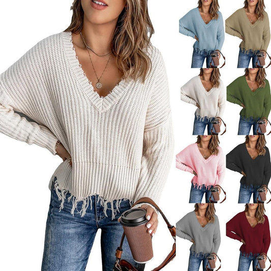 Pull tricoté à pompons en coton