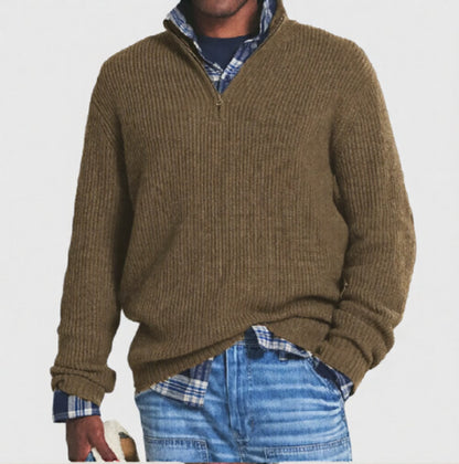 Pull homme décontracté chic à col montant zippé