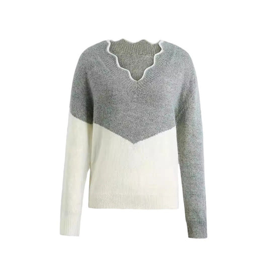 Pull grande taille à col en V assorti